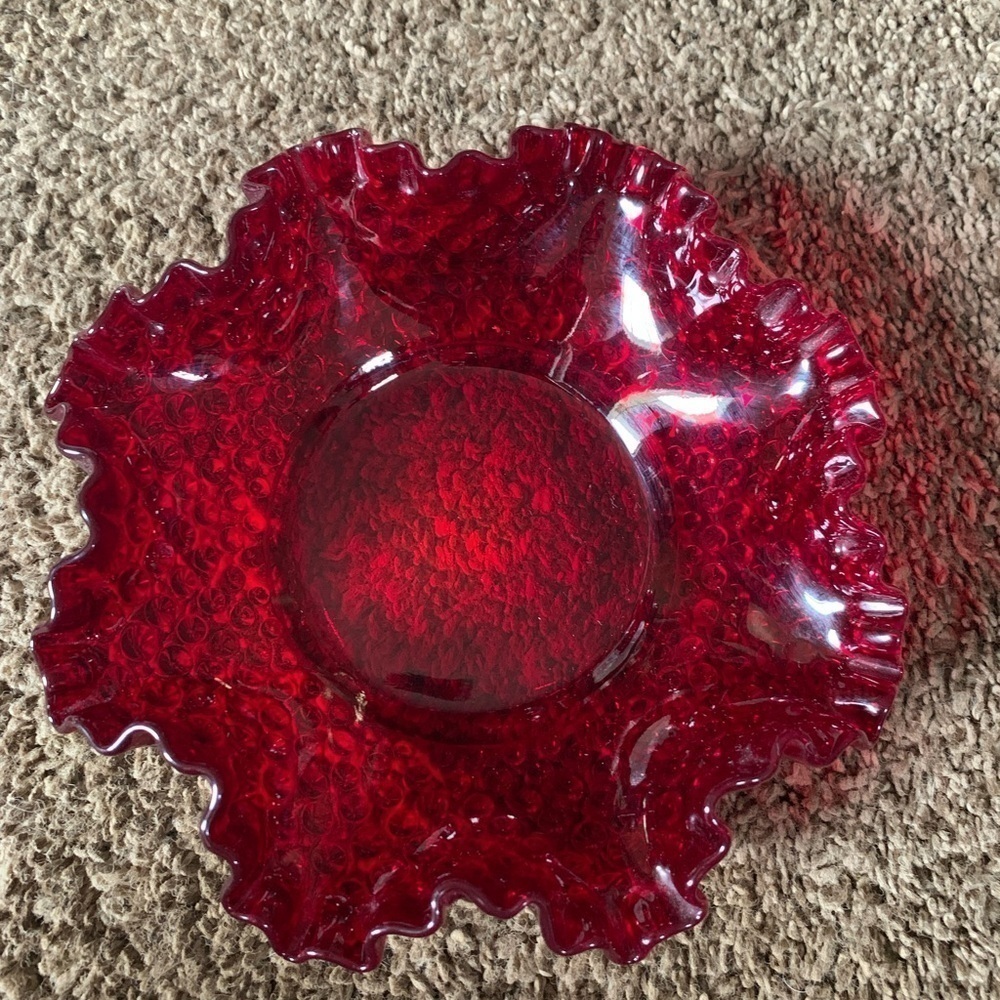 Fenton Ruby Red Ruffle Edge Dish